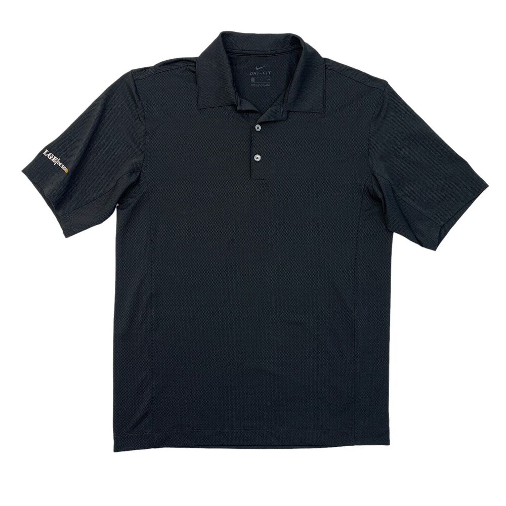 Nike Polo Shirt Mens S Small Black Dri Fit Sphere Dry Perfomrance Active Golf